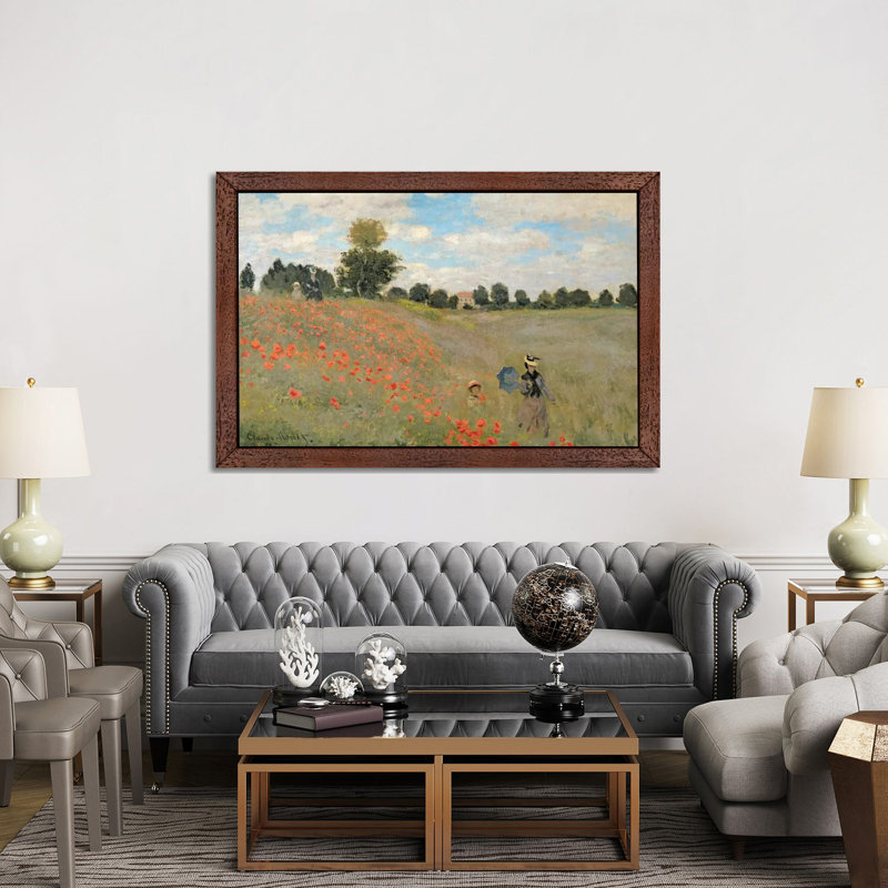 Claude Monet - Print on Canvas, 101.6 cm H x 66.04 cm W, Brown Floater Framed