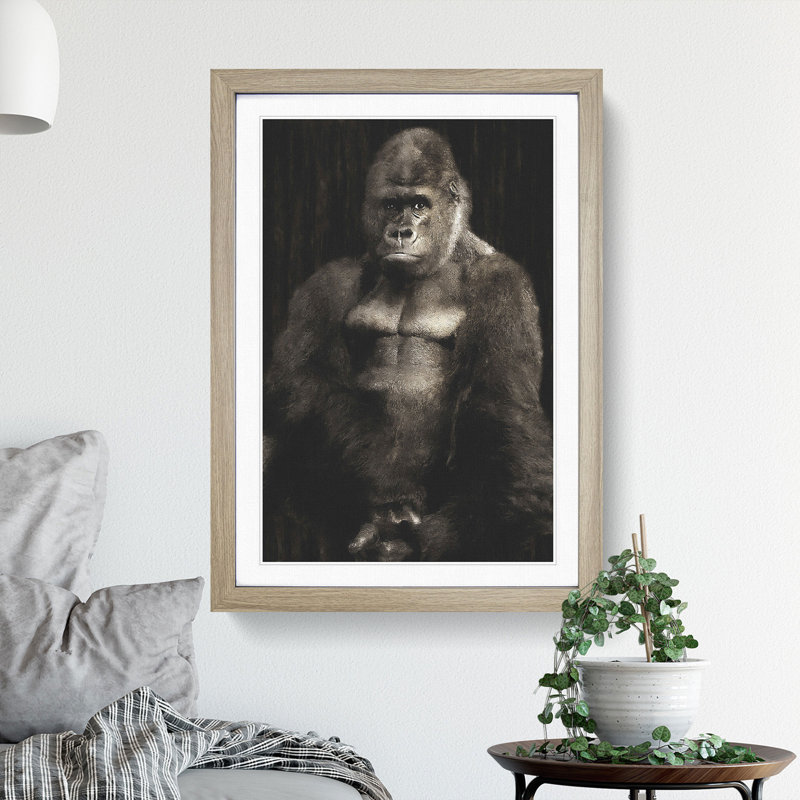 Silverback Gorilla Vol.2 - Framed Print, 65cm H x 48cm W x 2cm D, Oak Framed