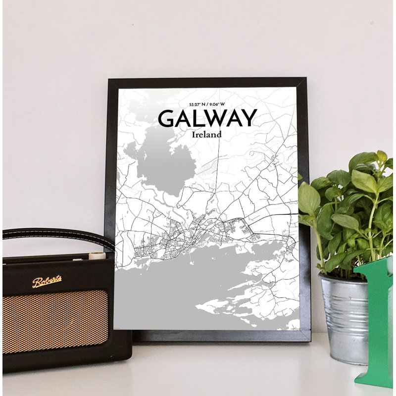 Galway City Map 1 Piece Wall Art, 91.4cm H x 61cm W x 0.1cm D
