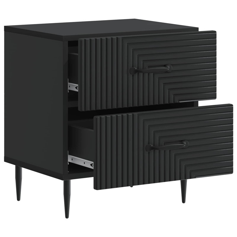 43cm W Manufactured Wood Bedside Table, Black
