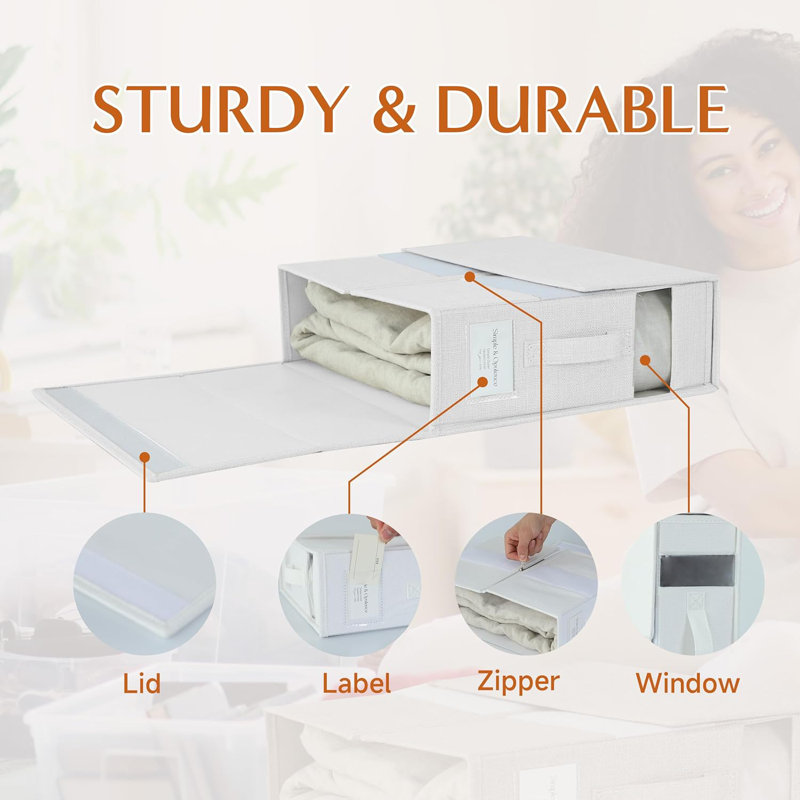 Bed Sheet Organizers And Storage, White, 2 Pack