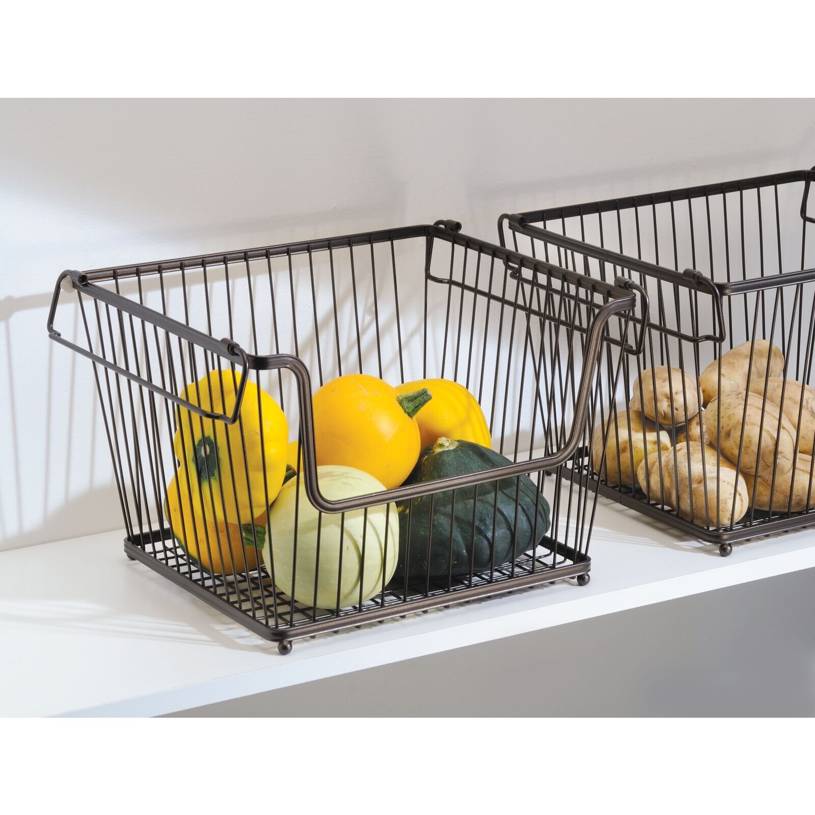 Bronze Long Metal Wire Kitchen Pantry Food Storage Basket by mDesign