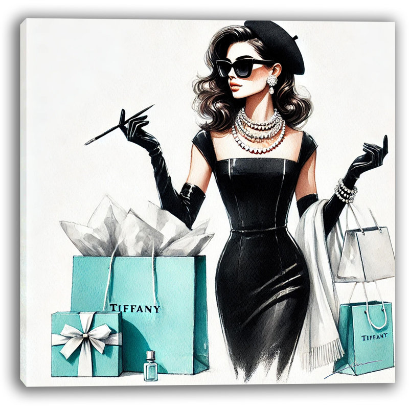 «Parisian Elegance: Tiffany-Inspired Fashion», art mural sur toile, H 40 po x l 40 po x P 1,5 po