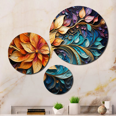 Colorful Indian Art Mystic Rangoli I Abstract Wall Decor on Metal