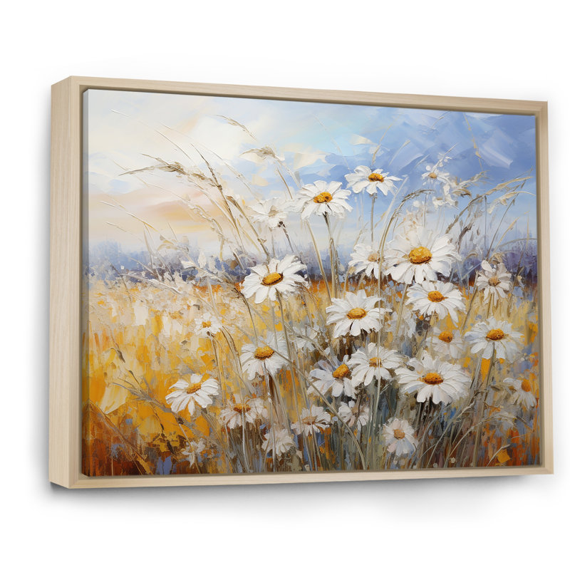 «Daisies Country Charm», impression d'art mural, H 16 po x l 32 po x P 1 po, Cadre naturel flottant