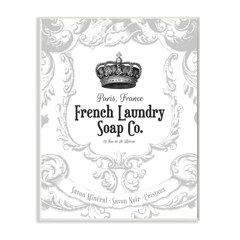 French Laundry Soap Co Crown Black and White Wood Wall Plaque