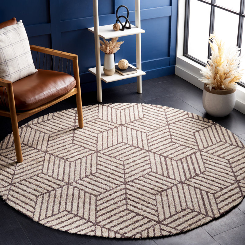 Kalea Hand Woven Performance Geometric Rug, Round 6'