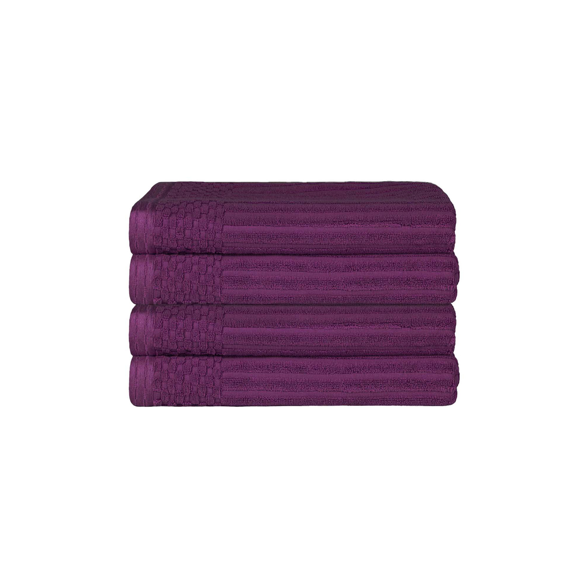 Ribbed Cotton Absorbent Heavyweight Bath Towel, Plum