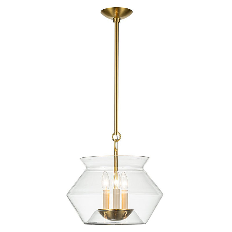Luminaire suspendu en verre transparent 3 lumières Mineola