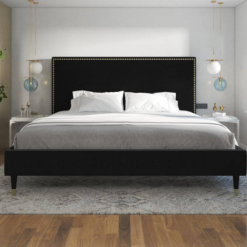 Upholstered Bed, Double (4'6), Black