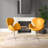 Raspberry Modern Vegan Leather Upholstered Metal Swivel Balloon Chair in Yellow-1281686544