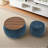 Round Storage Ottoman, 2 In 1 Function, Work As End Table And Ottoman,with Small Seat-106905963-106905966