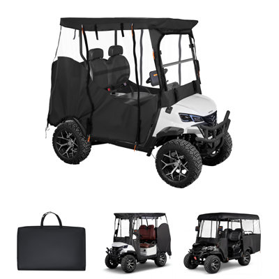 Housse de voiturette de golf, voiturette de golf 2 et 2 + 2 places visible, housse de voiture de club Oxford en tissu 600D imperméable qui s'adapte à la plupart des voitures de type club, y compris les revêtements en PVC, les revêtements en PVC et les crochets à l'épreuve du vent