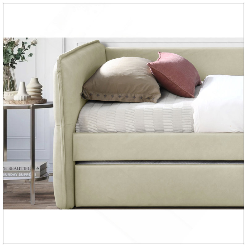 Lit de jour simple au-dessus de simple avec lit gigogne, durable et facile à assembler, parfait pour les chambres d'amis et les petits espaces