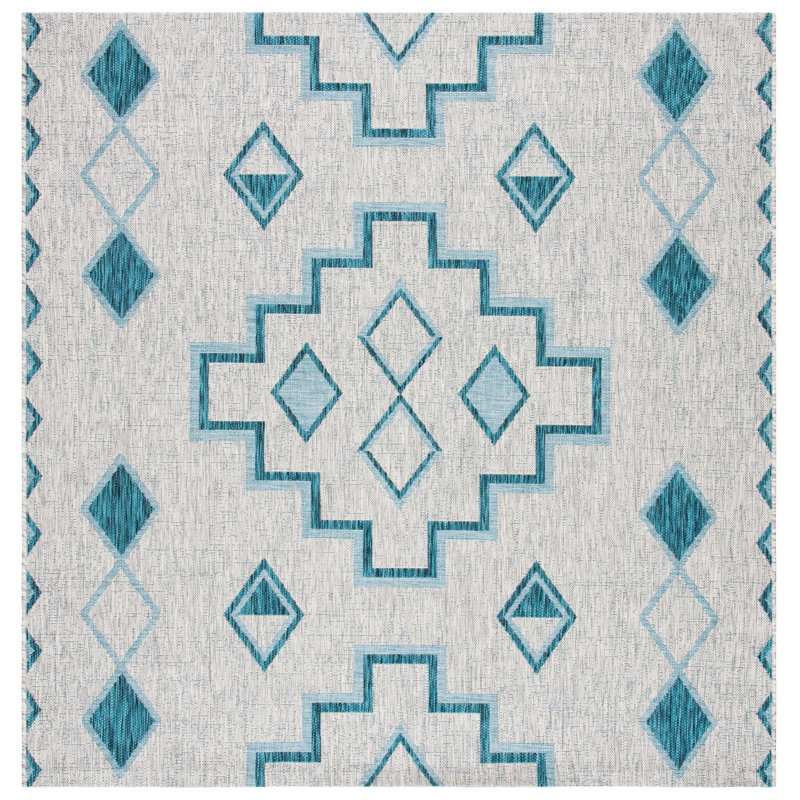 Amarien Geometric Indoor/Outdoor Area Rug, Square 6'7"