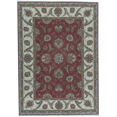 Tapis rouille et ivoire de haute qualité noué à la main