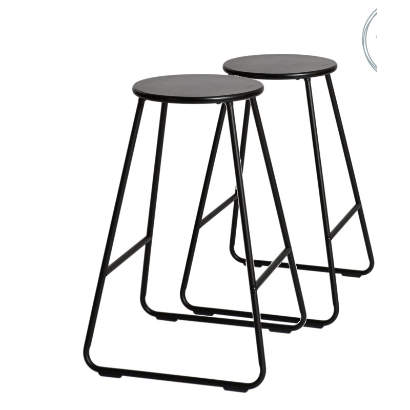 Counter Stool with Metal Frame, Black, Black