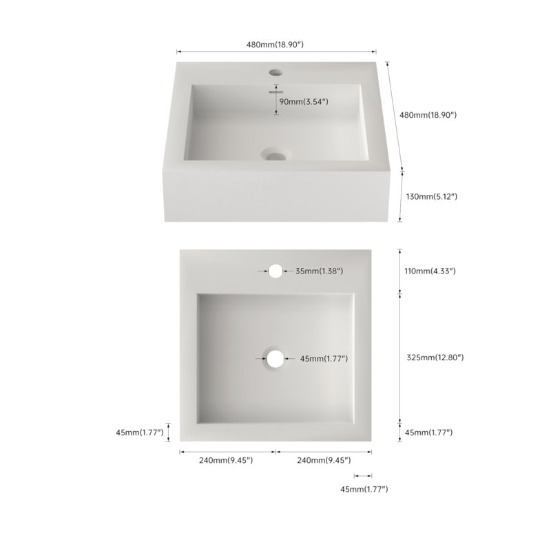 Lavabo pour salle de bain blanc mat