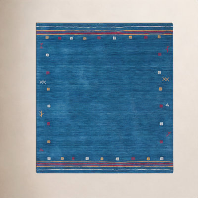 Danette Blue Southwestern Hand-Loomed Wool Rug