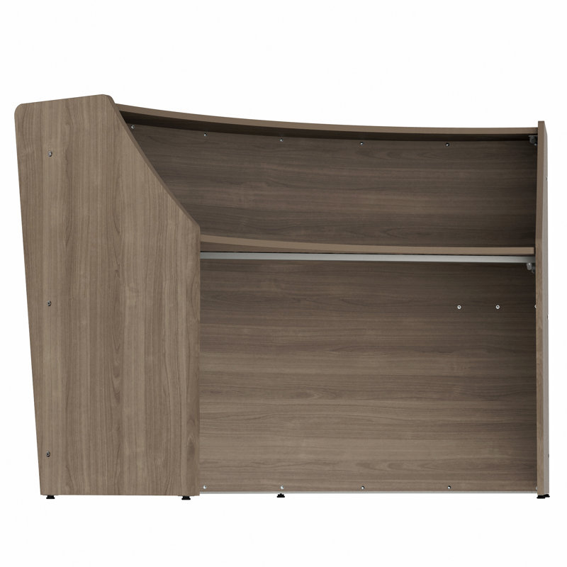 Synthetic Laminate Reception Desk, 45"H x 69.5"W x 31.9"D, Walnut