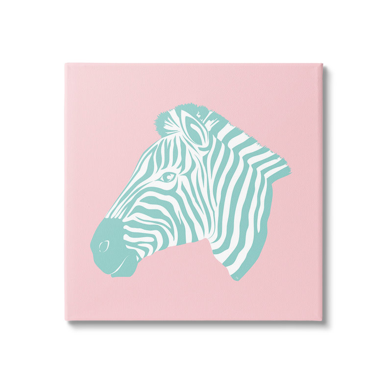 Art mural zébré rose par Martina Pavlova, H 36 po x l 36 po