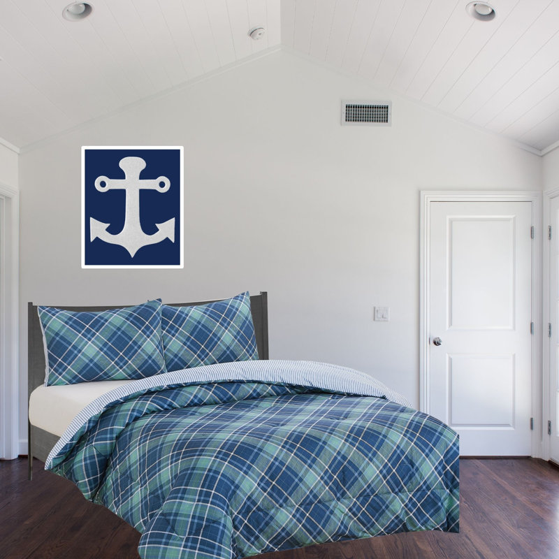 Velvet Plaid Comforter Set, Twin Comforter + 1 Sham
