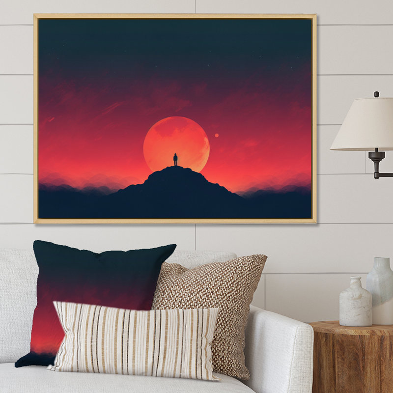 Minimalist Horizon II sur toile, Cadre naturel flottant, H 24 po x l 32 po