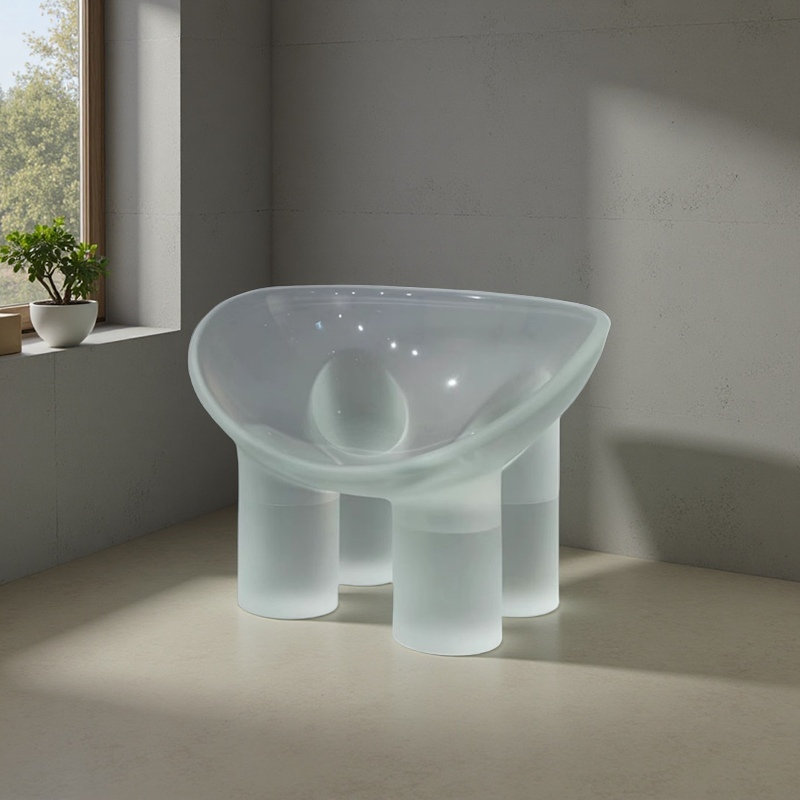 Luxury Transparent Resin Elephant Leg Chair, Clear Lucite