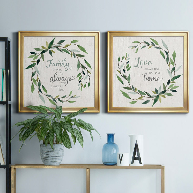«Family Forever», art textuel sur toile 2 pièces, Cadre doré, H 26,5 po x l 53 po x P 1,5 po