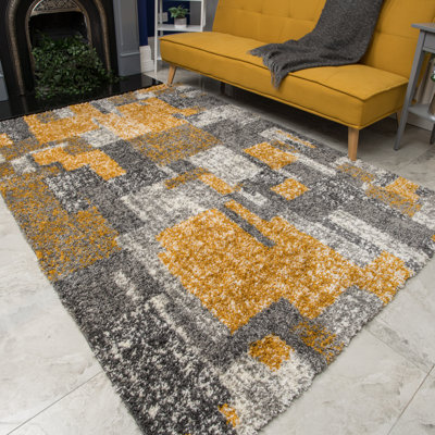 Resendez Machine Woven Mustard/Ochre/Grey Indoor Rug