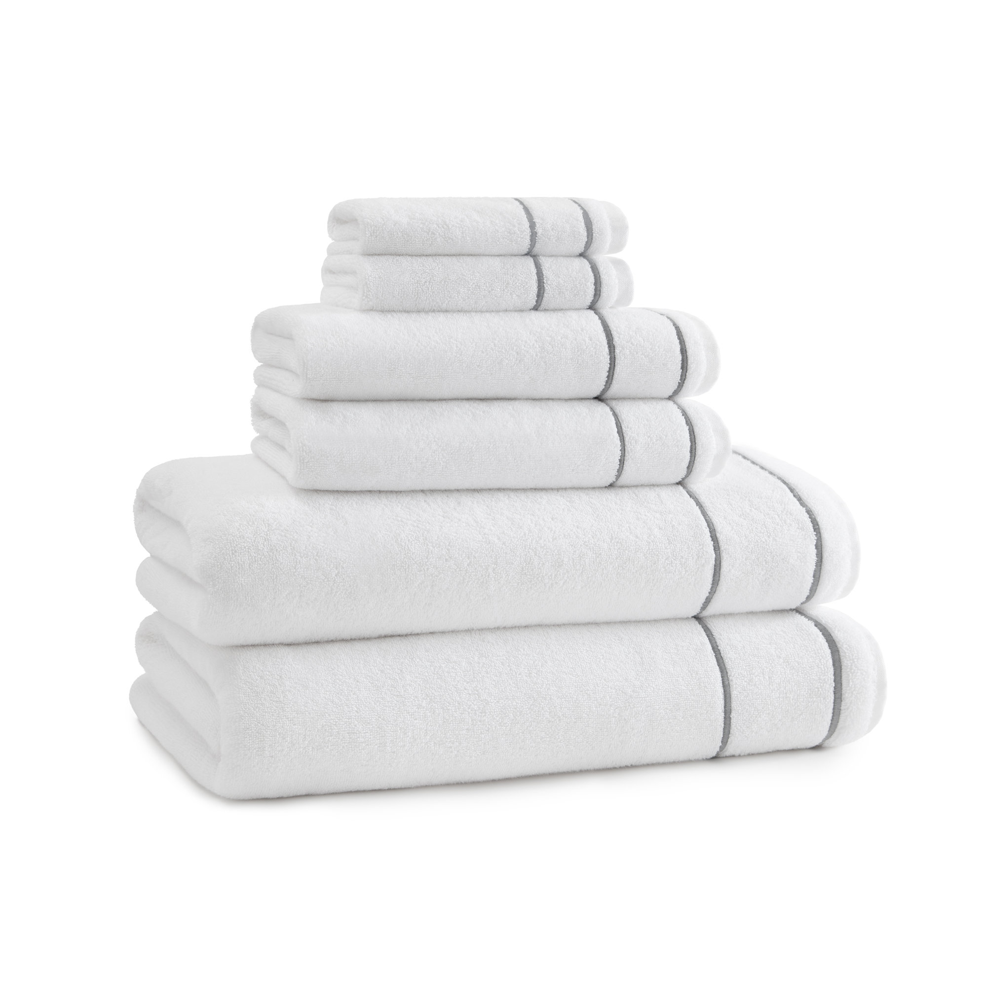 Lillet 100% Cotton Hand Towel, White/Gray