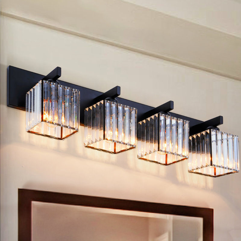 Éclairage pour meuble-lavabo moderne 4 lumières avec détails en cristal