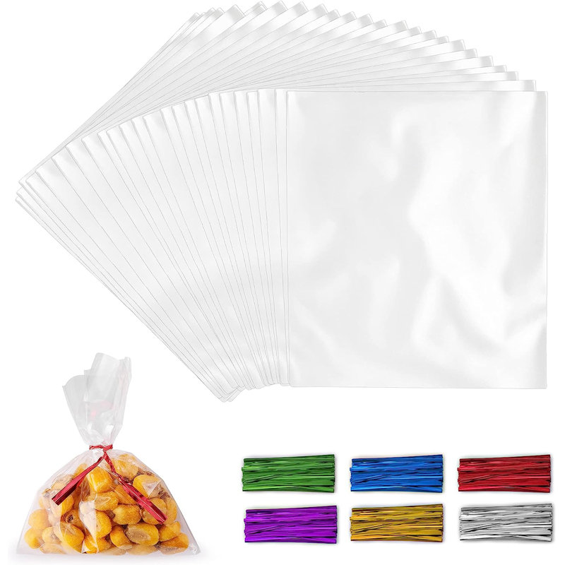 Simple Craft 200 Pack Candy Treat Cellophane Bags Thick Plastic Candy Bags With Ties For Goodie Bags For Candy Cookies & Pastries - 6 x 9 By Zulay