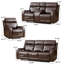Ensemble de salon inclinable électrique en cuir véritable 3 pièces à dessus classique: fauteuil inclinable + causeuse + canapé avec appui-tête réglable, console et port USB-1431596036