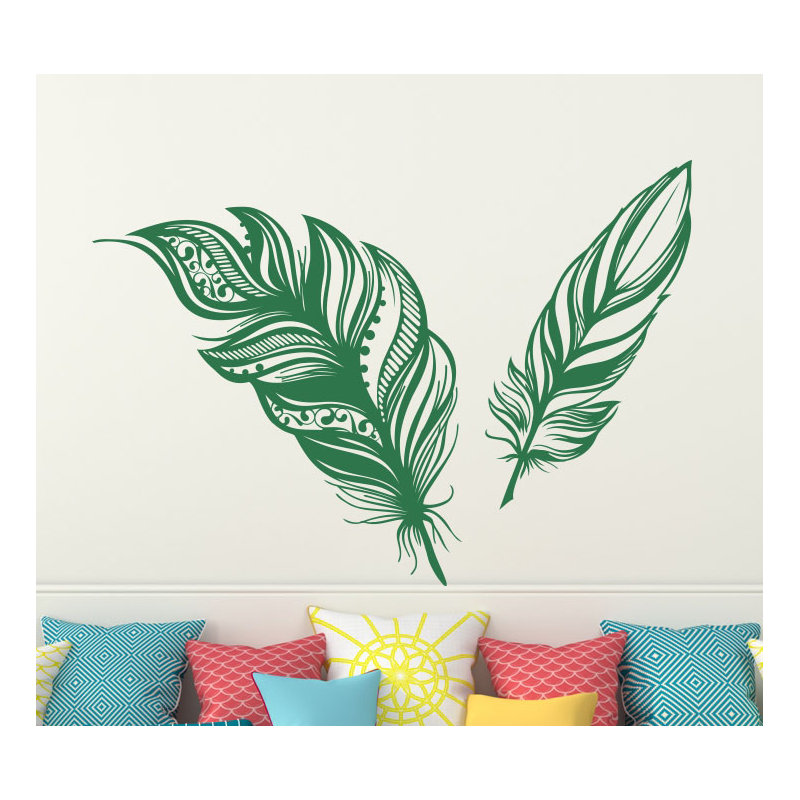 Adhésif décoratif plumes, H 22 po x l 31 po, Vert