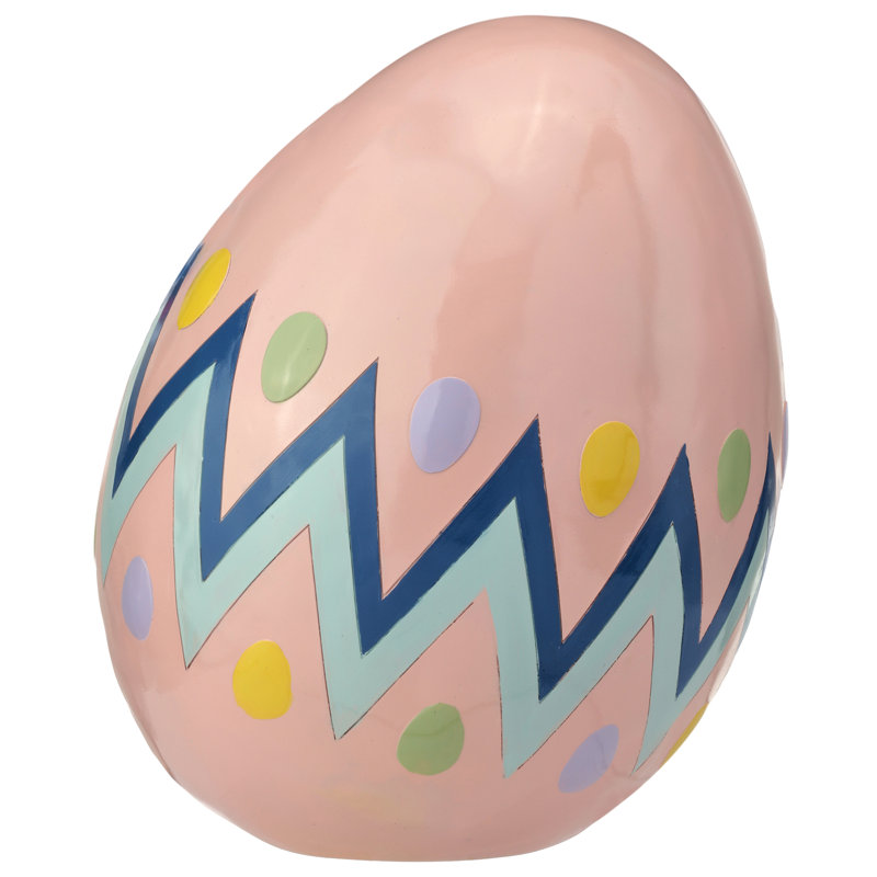 Oeuf de Pâques en résine 18,25 po, Bleu / Rose / Jaune