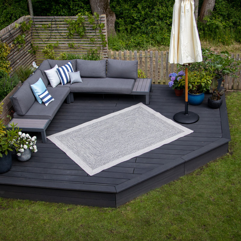 Renata Small Handwoven Rectangular Indoor/Outdoor Rug in Stone, Rectangle 366 x 274cm