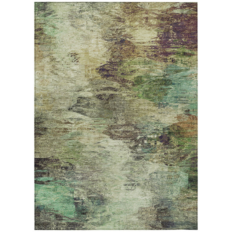 Decicco Washable Abstract Indoor / Outdoor Rug, Rectangle 9' x 12'