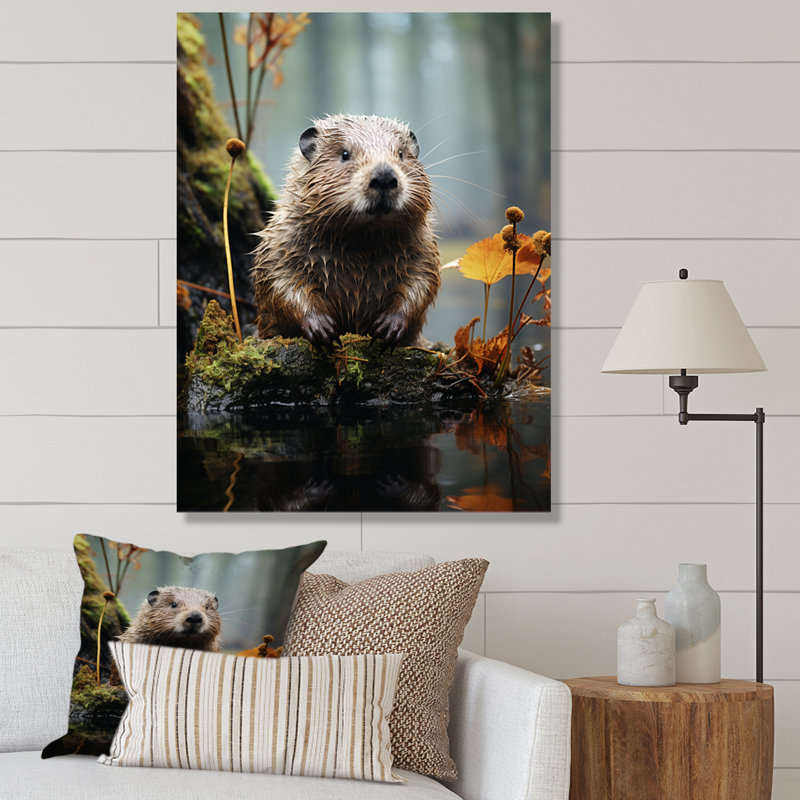«Beaver Animal», reproduction d'art sur toile PT66710, H 40 po x l 30 po x P 1,5 po