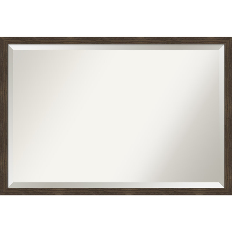 Miroir mural en bois Jobany, Rectangle, 26 po x 38 po, Brun foncé