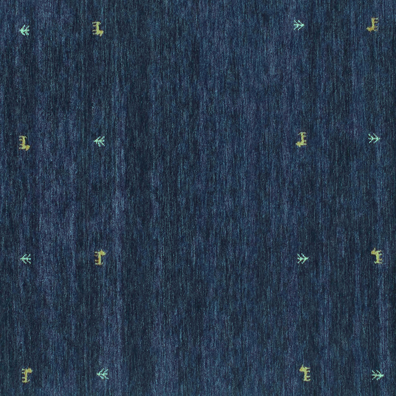 Tapis bleu marine en polyester tissé à la machine Jarline, Carré 5 pi