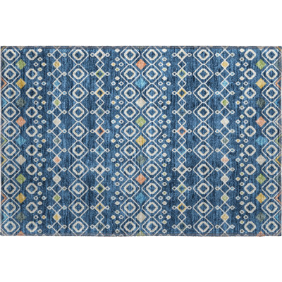 Premium Machine Washable Prisco Navy Rug