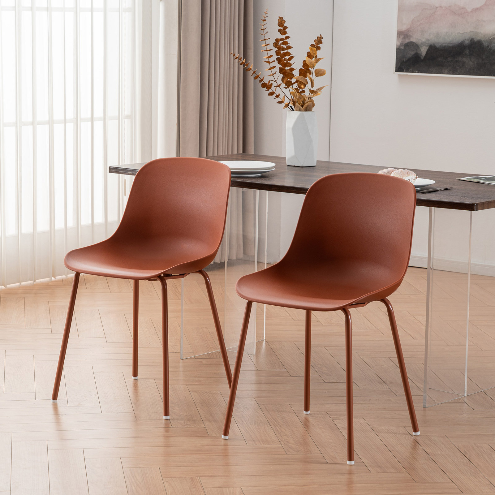 Meli Dining Chair, Brick-red