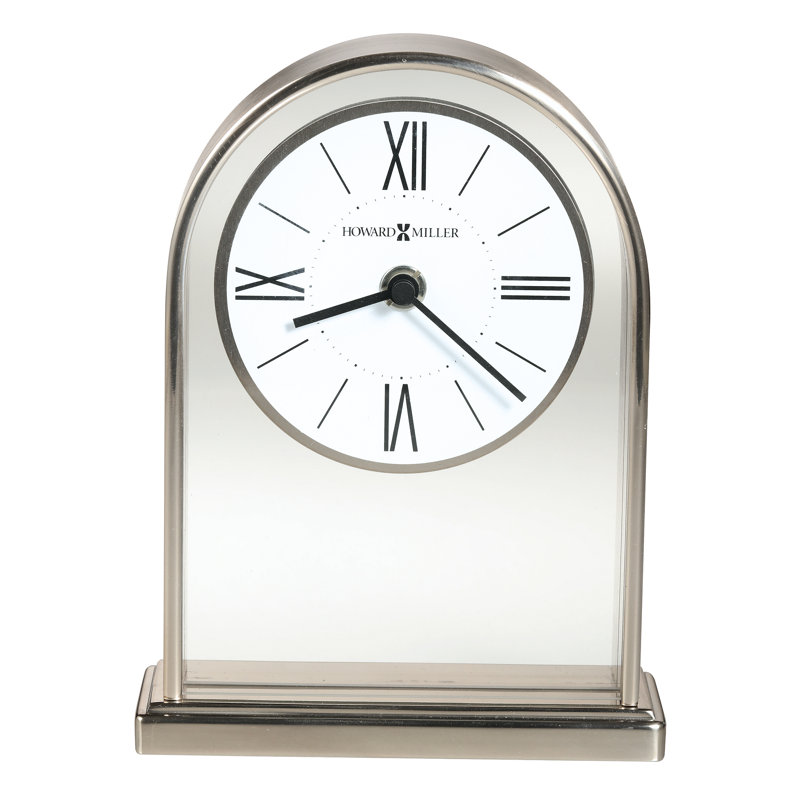 Jefferson Roman Numeral Quartz movement / Crystal Tabletop Clock in Silver