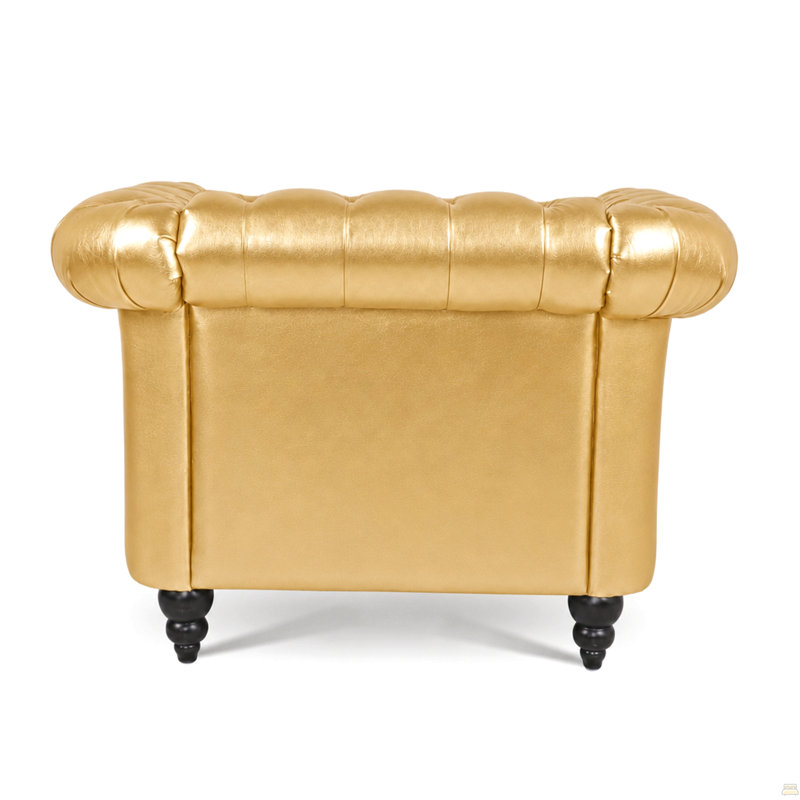 Sofa 1 place pour salon, Similicuir doré, Brun