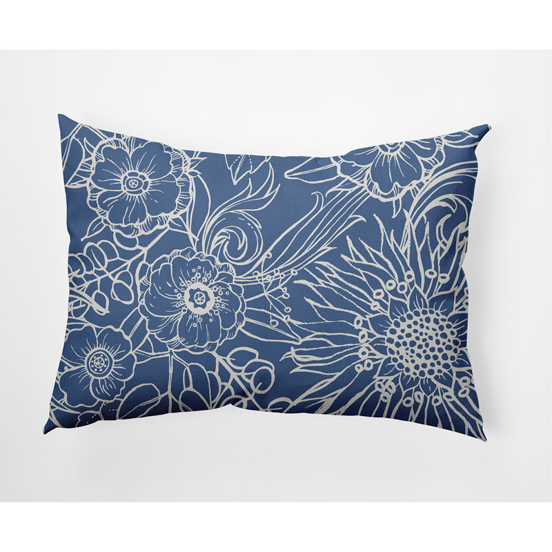 Housse de coussin d'extérieur rectangulaire cubique Flare Flare Polyester, Bleu cadet