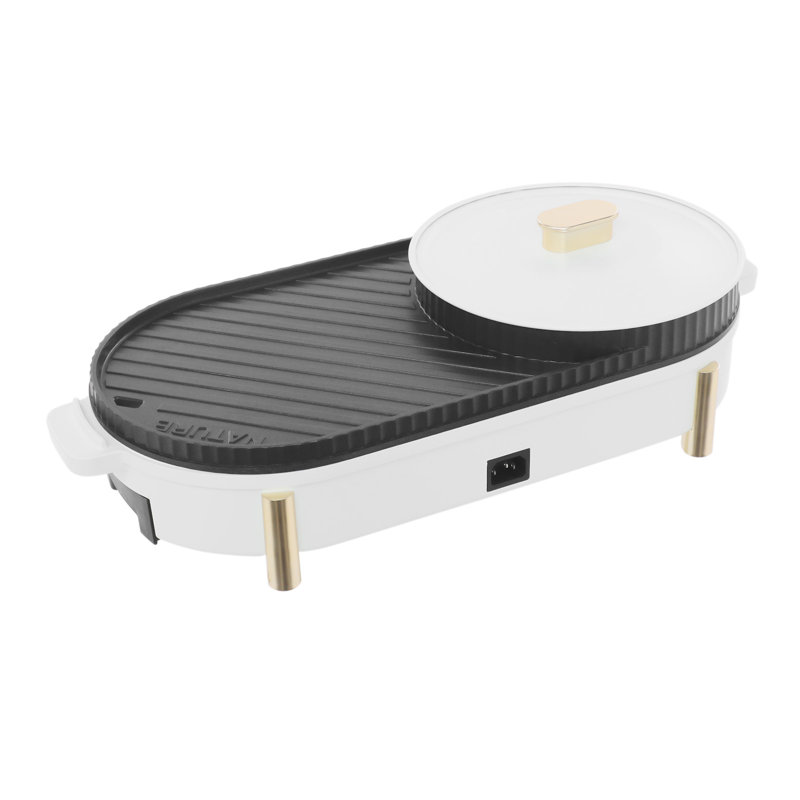 Combinaison de gril électrique et de fondue, barbecue d'intérieur 2 en 1 1700 W avec plateau à huile amovible