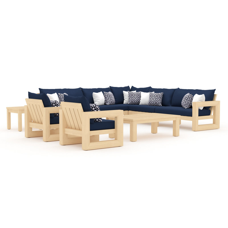 Ensemble de conversation modulaire avec coussins Sehrish Sunbrella, Toile bleu marine Sunbrella®