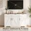 Buffet 42 "avec rangement Farmhouse, station de café avec 3 tiroirs et tablettes réglables, blanc-1643699339