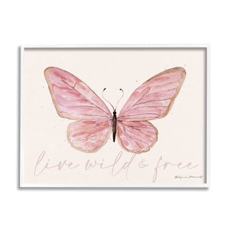 «Live Wild & Free Pink Butterfly», estampe numérique encadrée par Stephanie Workman Marrott, H 16 po x l 20 po x P 1,5 po